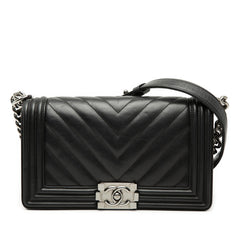 Chanel Old Medium Chevron Lambskin Boy Flap