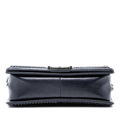 Chanel Old Medium Quilted Calfskin Whipstitch Chain Around Boy Top Handle Flap