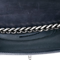 Chanel Old Medium Quilted Calfskin Whipstitch Chain Around Boy Top Handle Flap