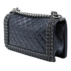 Chanel Old Medium Quilted Glazed Calfskin Chain Around Boy Flap