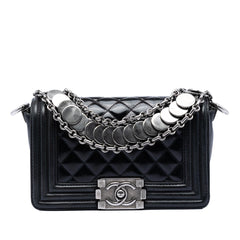 Chanel Paris Bombay Small Quilted Patent Medallion Embellished Boy Flap