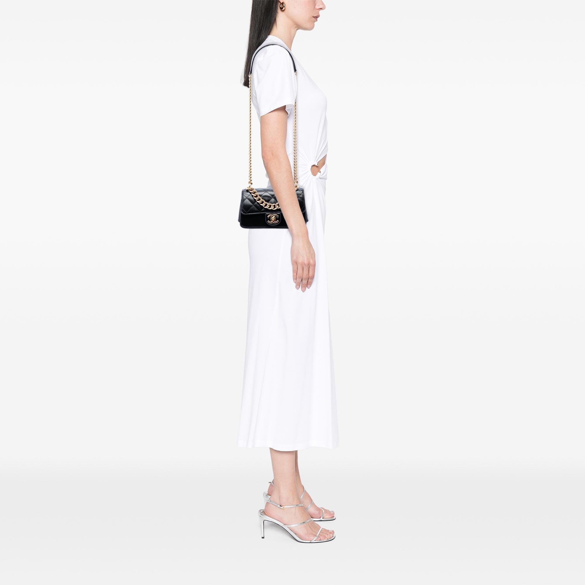 Chanel Paris Cosmopolite Mini Aged Calfskin Straight Lined Flap