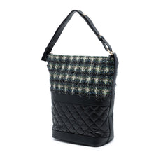 Chanel Quilted Aged Calfskin and Tweed Casual Style Hobo