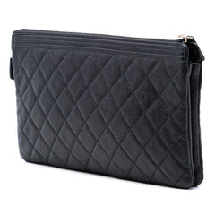Chanel Quilted Caviar Boy O Case Zip Clutch