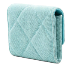 Chanel Quilted Denim 19 Card Holder with Chain