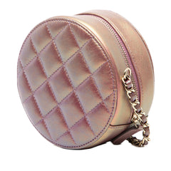Chanel Quilted Iridescent Lambskin Round Clutch With Chain