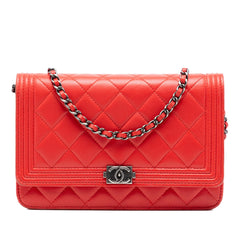 Chanel Quilted Lambskin Boy Wallet On Chain