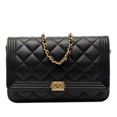 Chanel Quilted Lambskin Boy Wallet On Chain