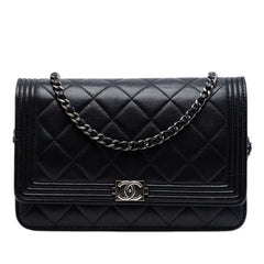 Chanel Quilted Lambskin Boy Wallet On Chain
