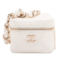Chanel Quilted Lambskin Cube Chain Wristlet Case