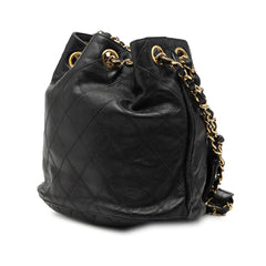 Chanel Quilted Lambskin Drawstring Chain Bucket Bag