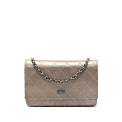 Chanel Quilted Metallic Aged Calfskin Reissue 2.55 Wallet on Chain