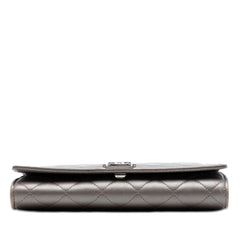 Chanel Quilted Metallic Lambskin Boy Clutch On Chain