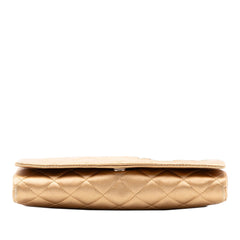 Chanel Quilted Satin Crystal Chain Clutch