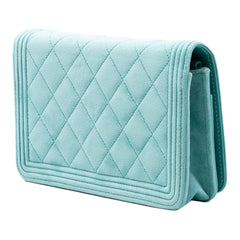 Chanel Quilted Velvet Boy Wallet On Chain