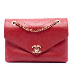 Chanel Small CC Chevron Calfskin Envelope Flap