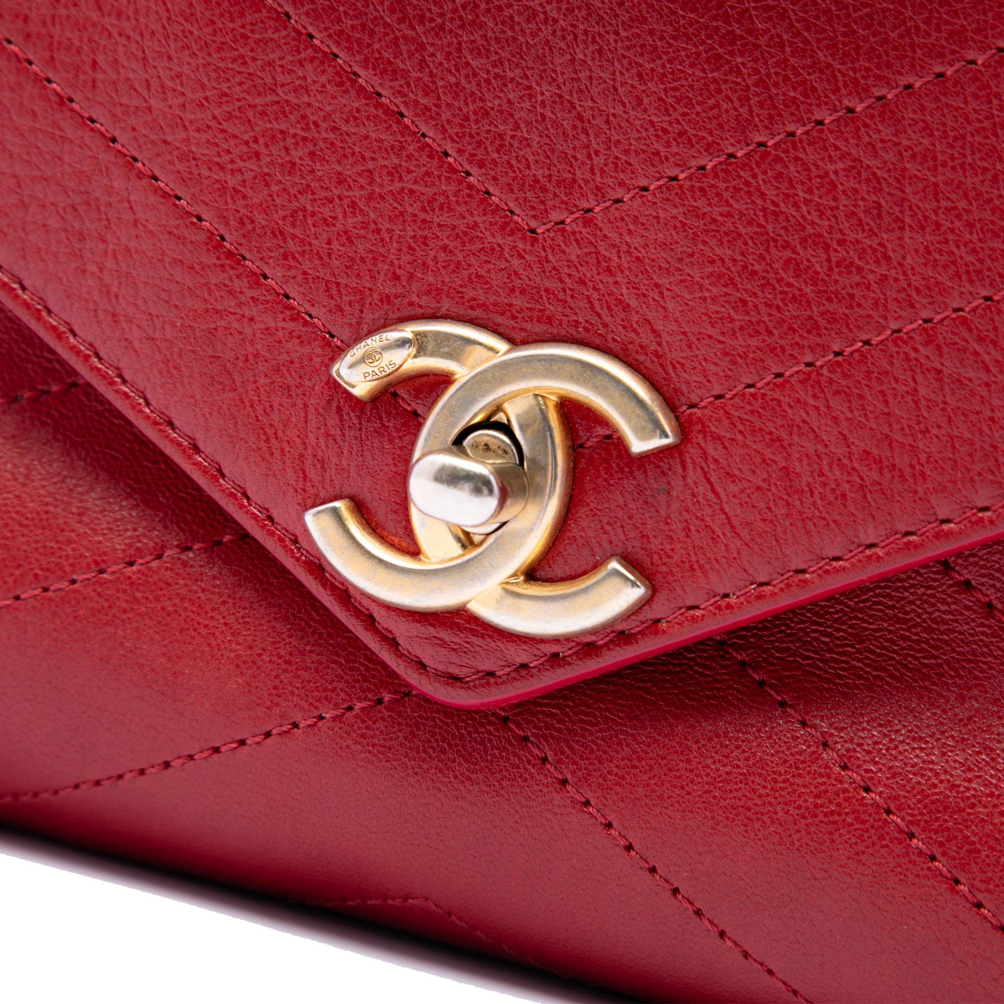 Chanel Small CC Chevron Calfskin Envelope Flap