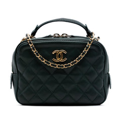 Chanel Small CC Quilted Calfskin Top Handle Vanity Case with Chain