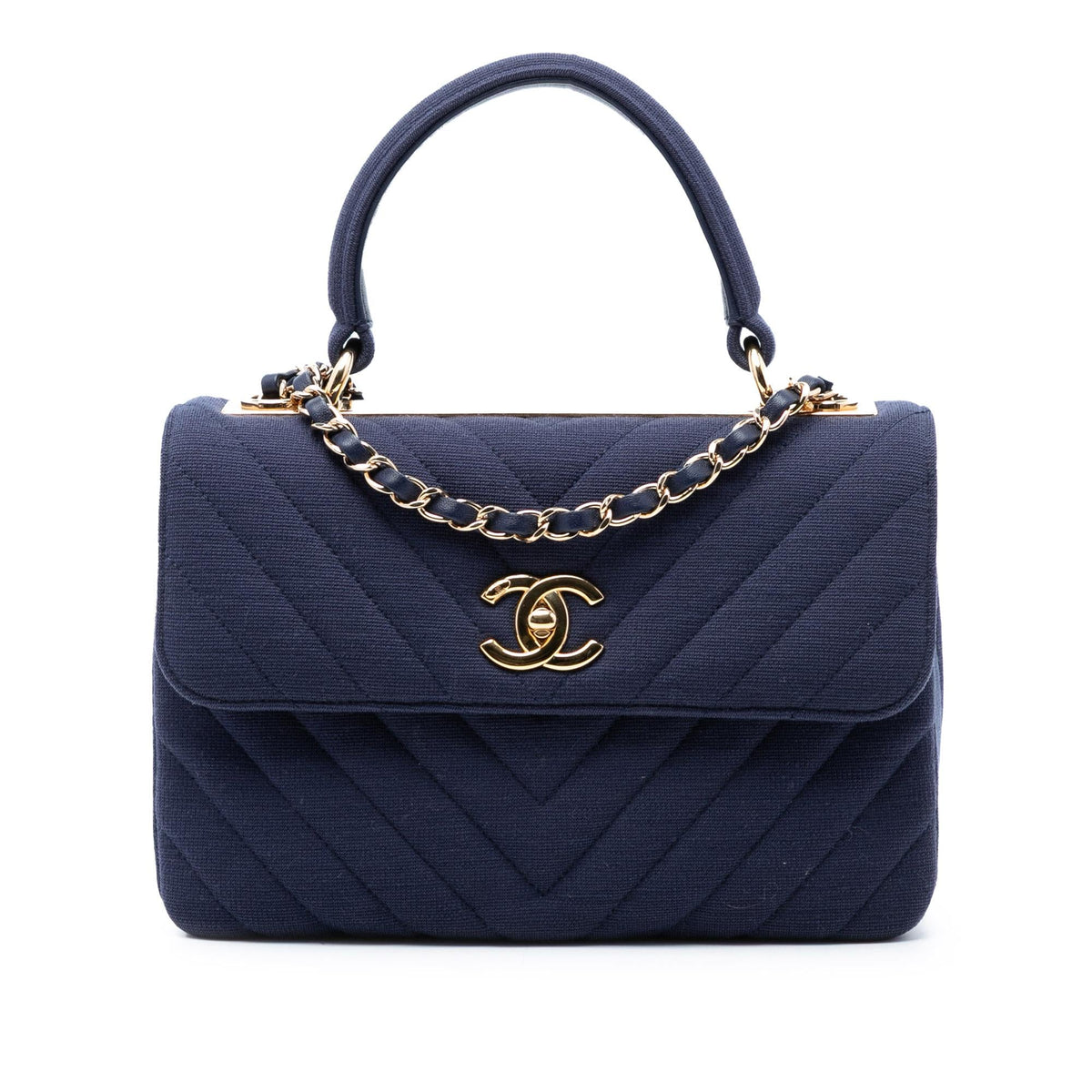 Chanel Small Chevron Jersey Trendy CC Top Handle Flap