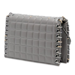 Chanel Small Lambskin Chocolate Bar CC Piercing Studded Chain Flap