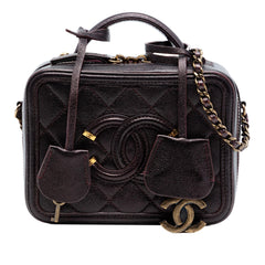 Chanel Small Quilted Caviar Filigree Vanity Case