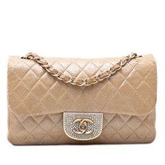 Chanel Small Quilted Iridescent Lambskin Pearl CC Crystal Flap