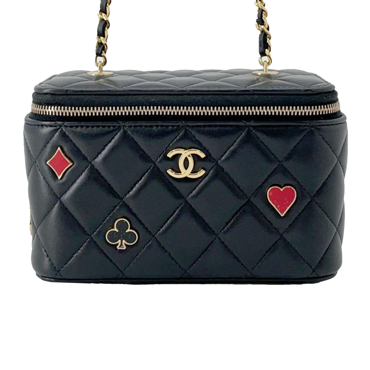 Chanel Small Quilted Lambskin Coco Casino Vanity Case With Chain