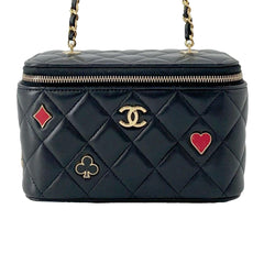 Chanel Small Quilted Lambskin Coco Casino Vanity Case With Chain