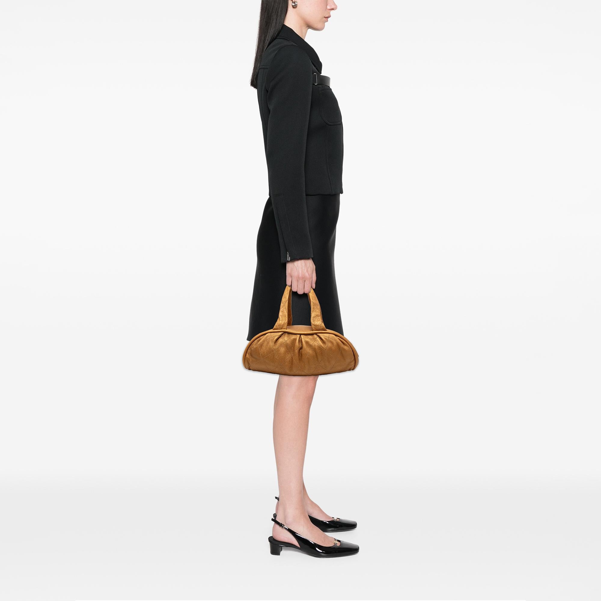 Chanel Small Quilted Metallic Calfskin Le Marais Bowler Bag