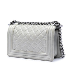 Chanel Small Quilted Metallic Caviar Boy Flap