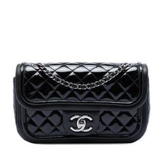 Chanel Small Quilted Patent and Lambskin Trimmed Classic Twist Flap