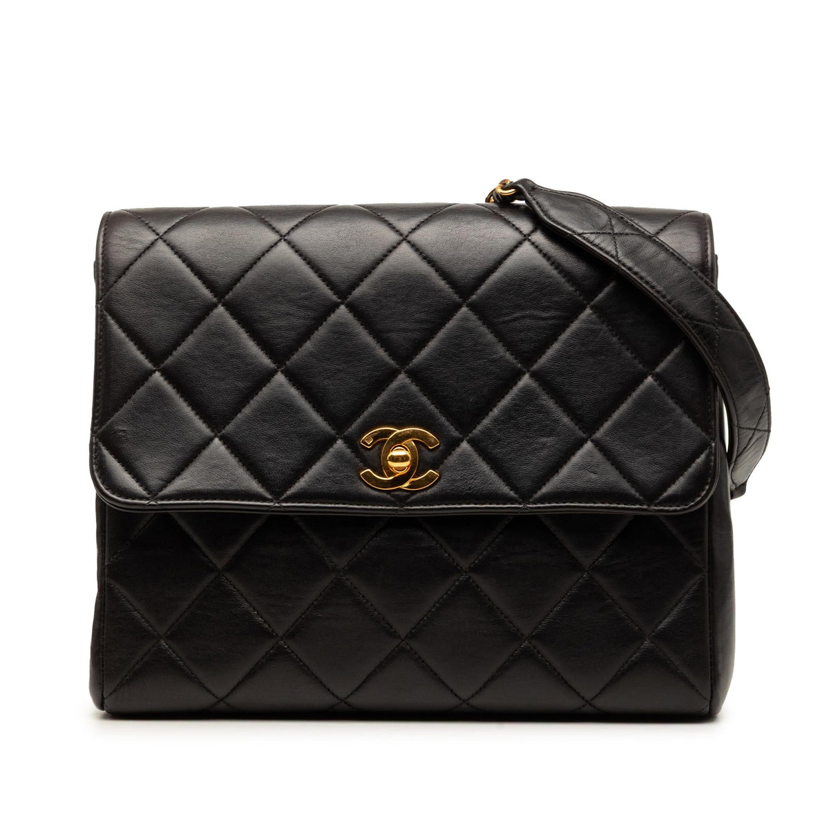 Chanel Small Square Quilted Lambskin Straight Single Flap