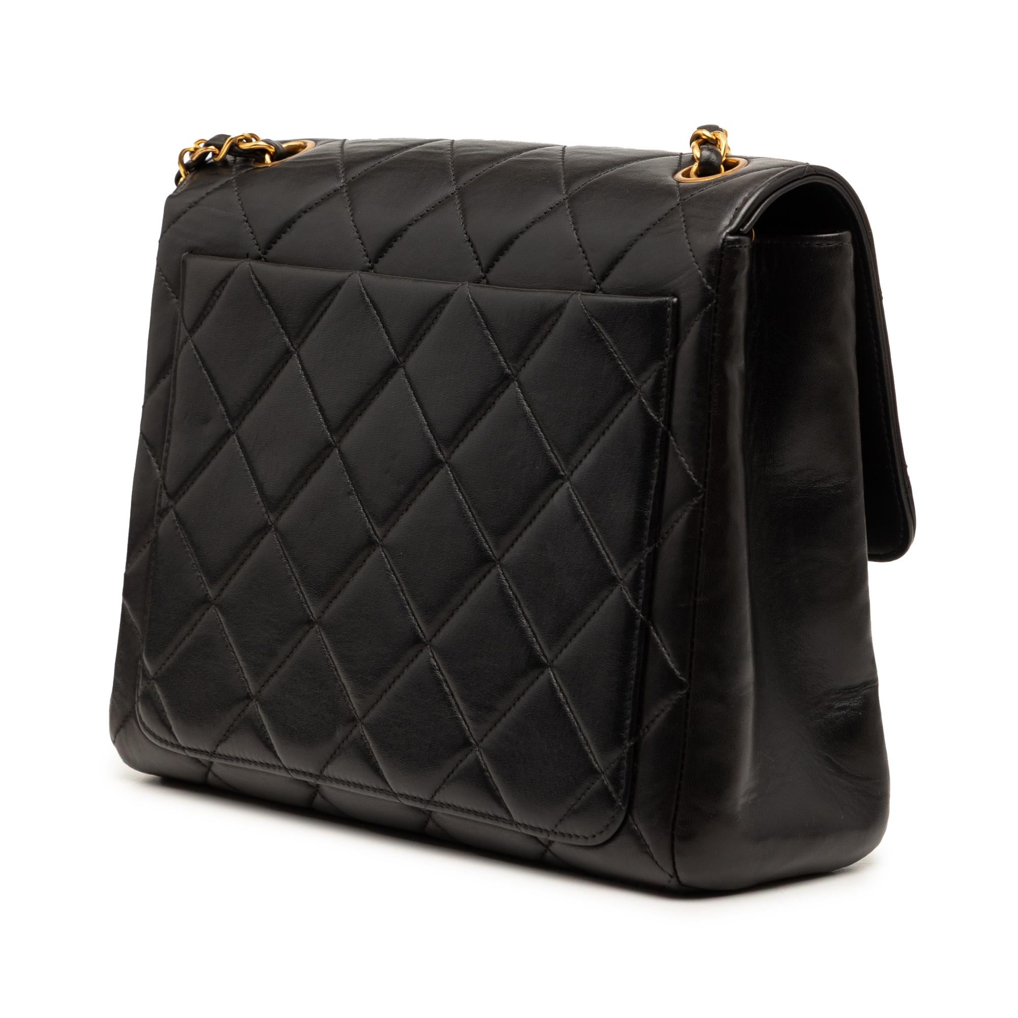 Chanel Small Square Quilted Lambskin Straight Single Flap