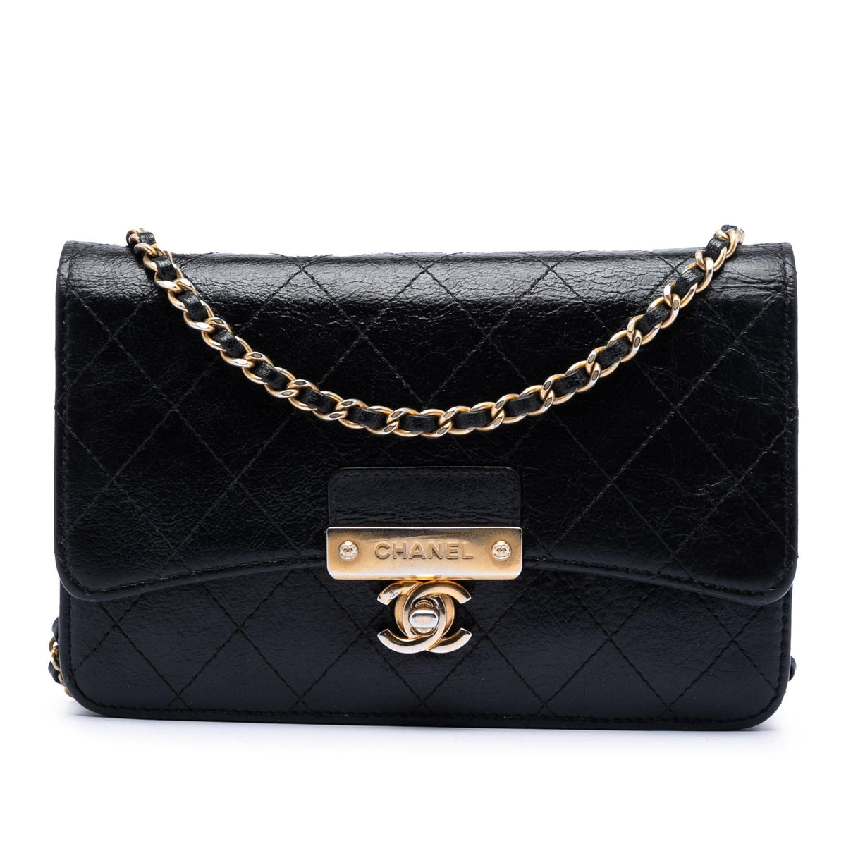 Chanel Stitched Goatskin Golden CC Wallet On Chain