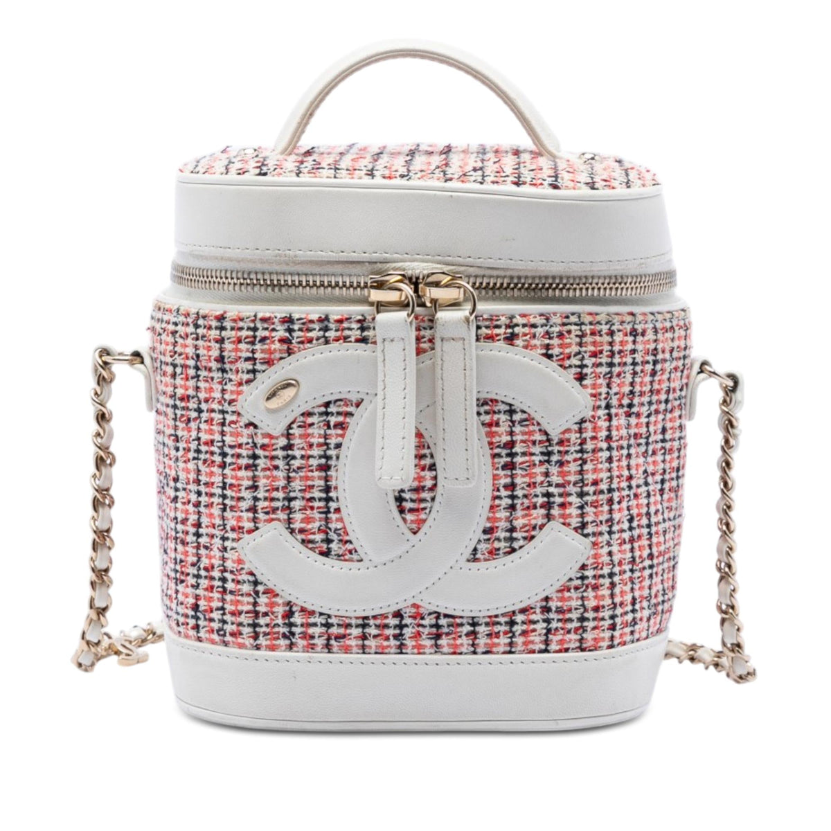 Chanel Tweed and Lambskin Vanity Cosmetic Case