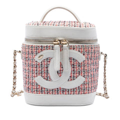 Chanel Tweed and Lambskin Vanity Cosmetic Case