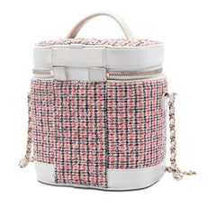 Chanel Tweed and Lambskin Vanity Cosmetic Case