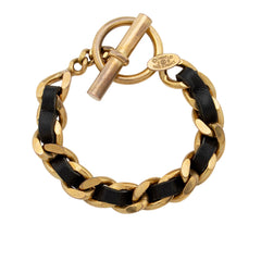 Chanel Vintage Leather Chain Toggle Bracelet