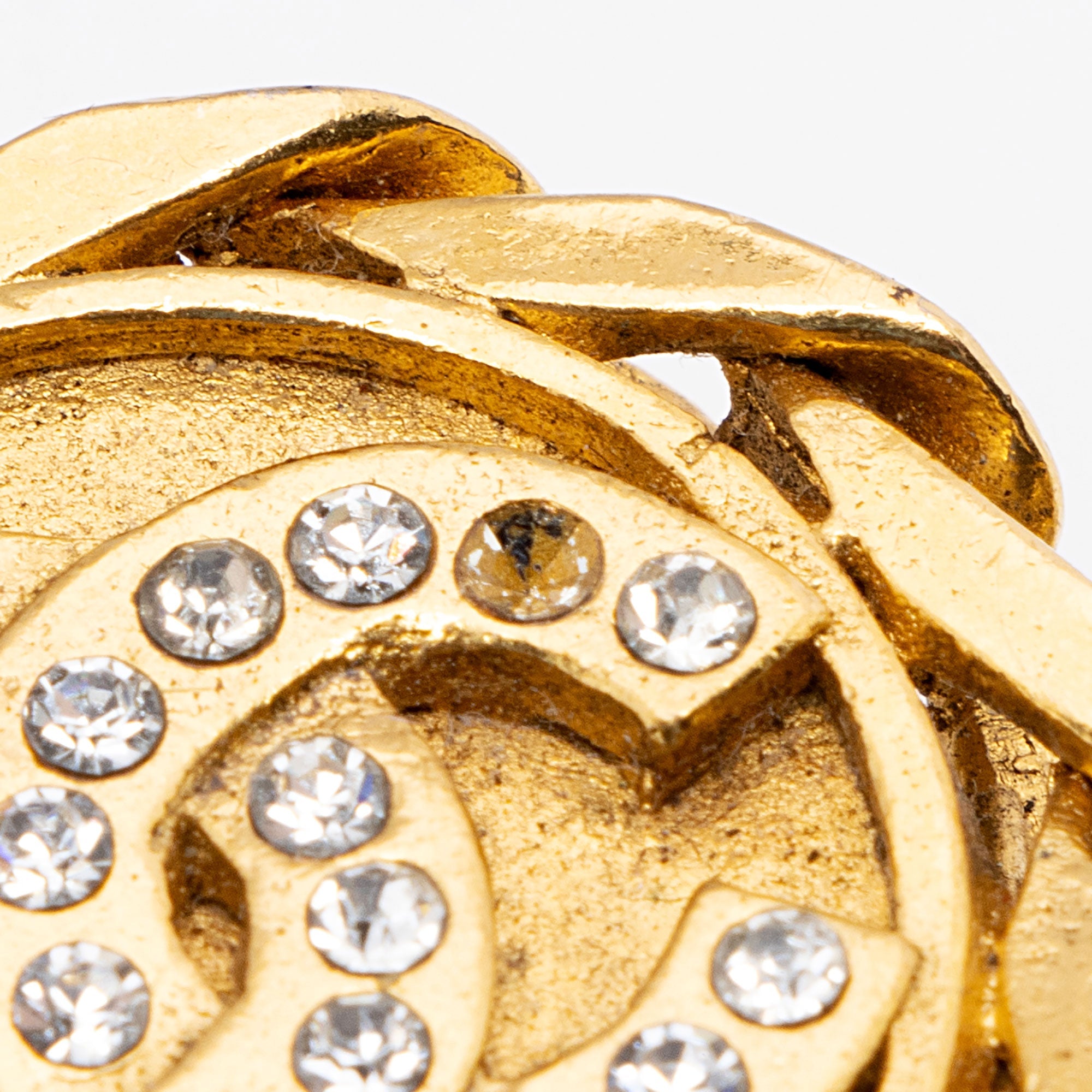 Chanel Vintage Crystal CC Clip On Earrings