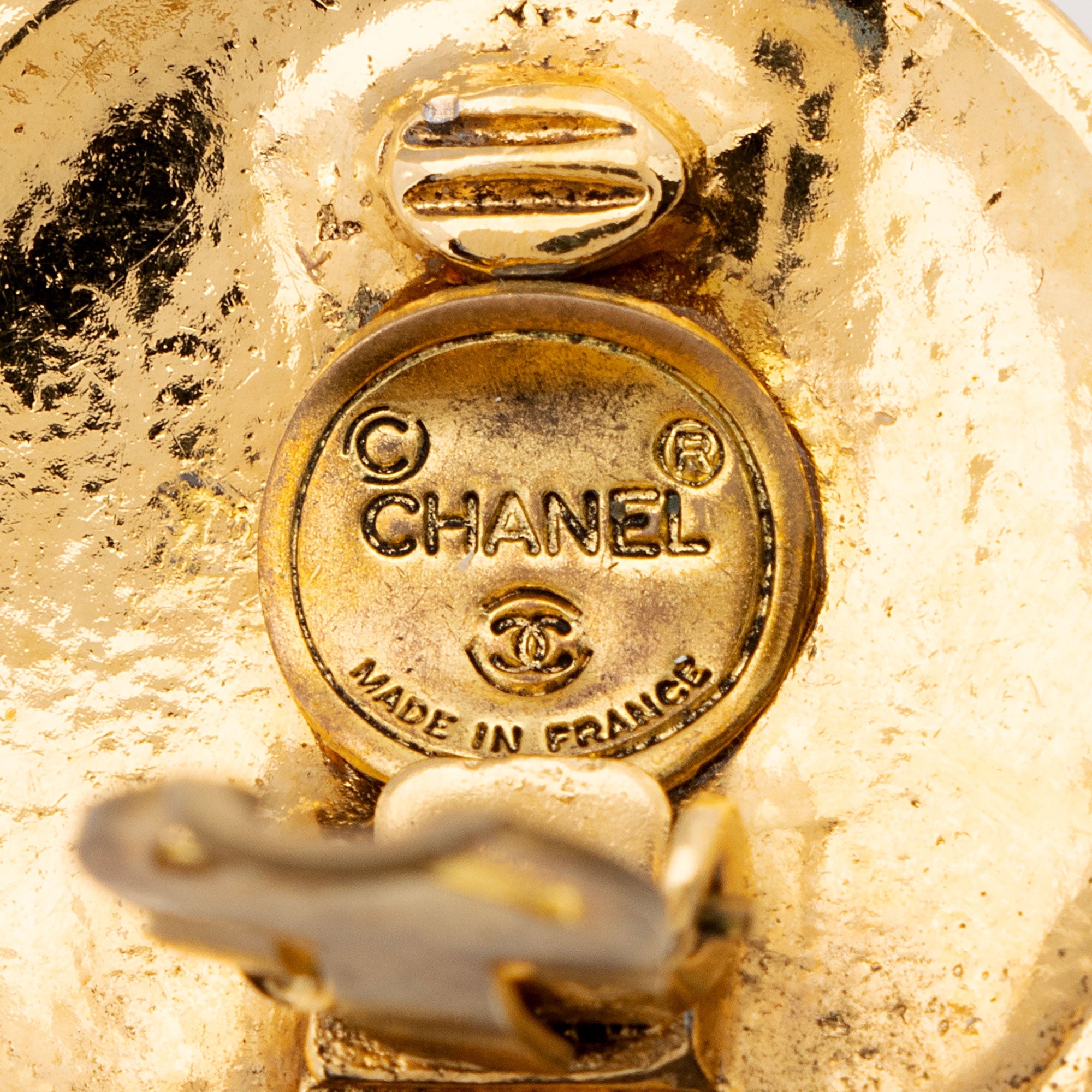 Chanel Vintage Logo Coin Clip On Earrings
