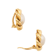 Chanel Vintage Pearl CC Clip On Earrings