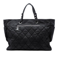 Chanel XL Quilted Coated Canvas Paris Biarritz Tote