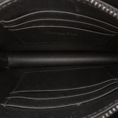 Dior Calfskin Macrocannage Diamond Caro Zipped Pouch With Chain