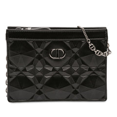Dior Calfskin Macrocannage Diamond Caro Zipped Pouch With Chain