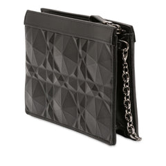 Dior Calfskin Macrocannage Diamond Caro Zipped Pouch With Chain
