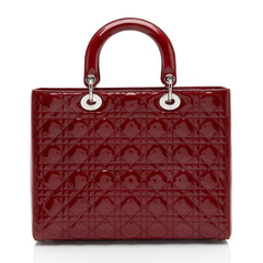 Dior Cannage Patent Leather Lady Dior Large Tote