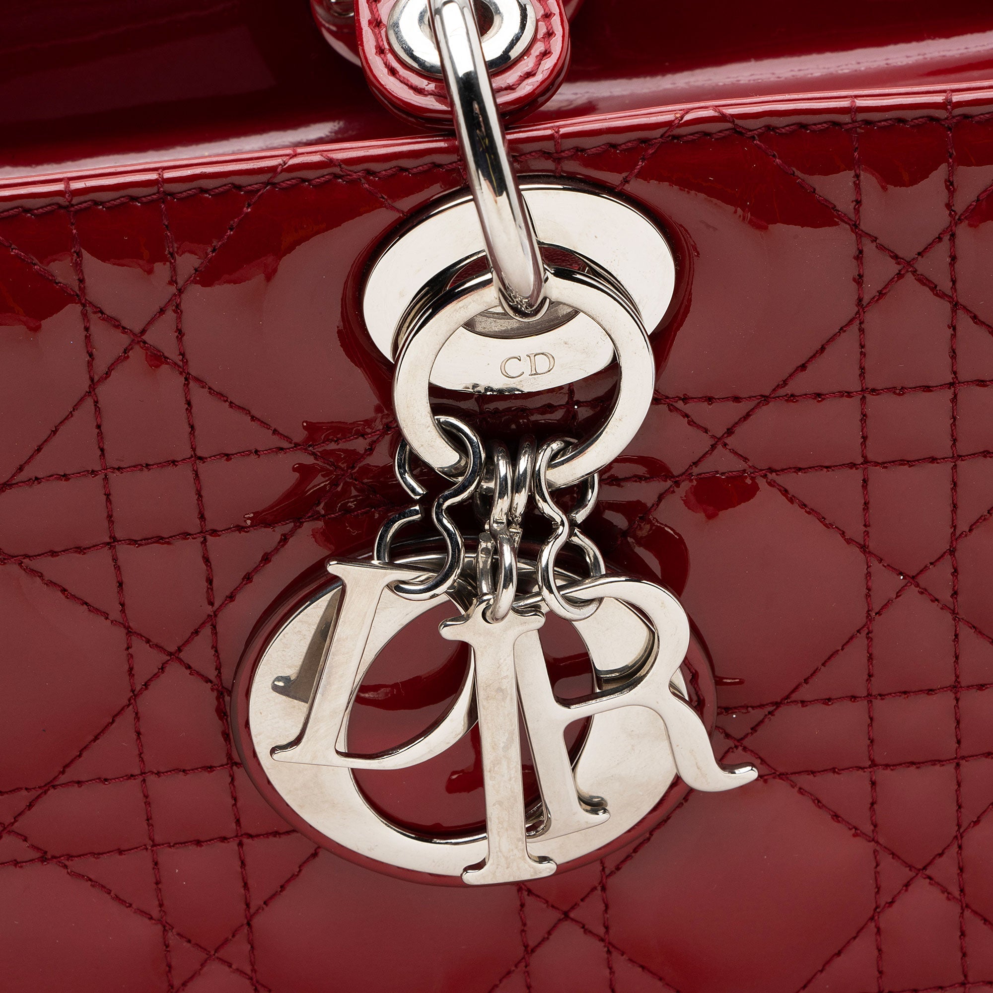 Dior Cannage Patent Leather Lady Dior Large Tote