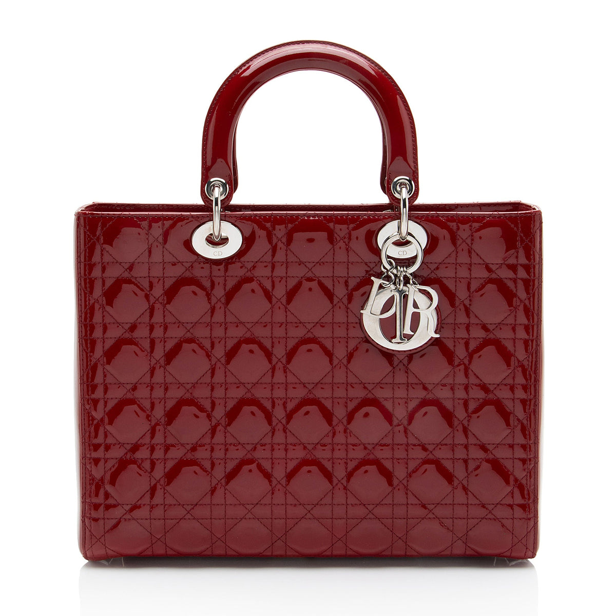 Dior Cannage Patent Leather Lady Dior Large Tote