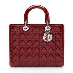 Dior Cannage Patent Leather Lady Dior Large Tote