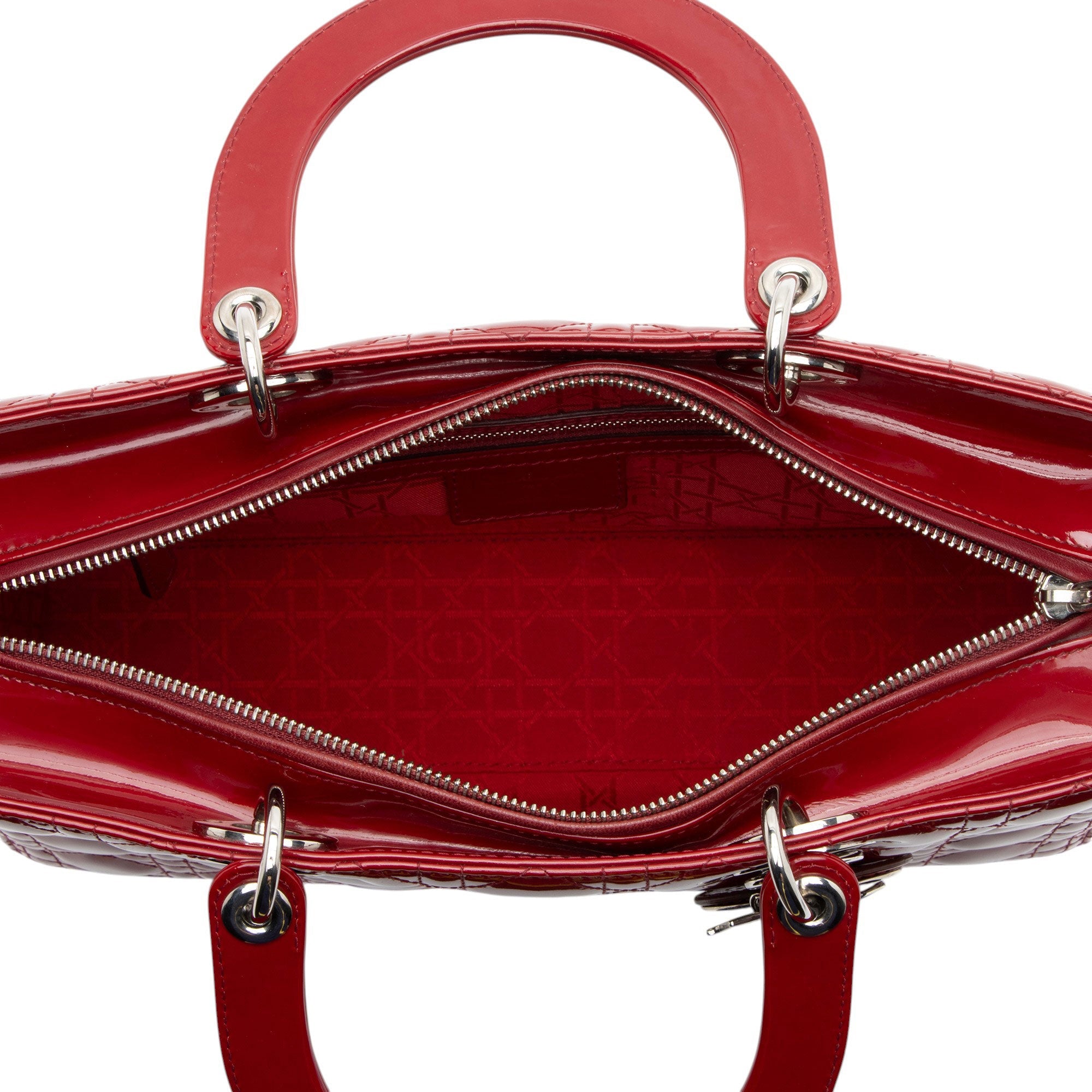 Dior Cannage Patent Leather Lady Dior Large Tote
